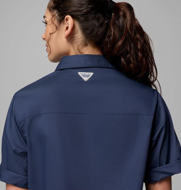 Women's Bonefish Flats Short Sleeve Shirt, Color: Nocturnal, Bright Nectar, image 7