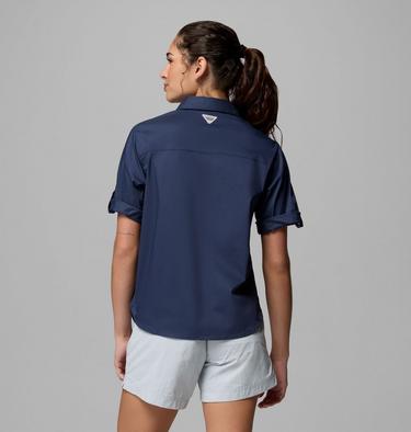 Women's Bonefish Flats Short Sleeve Shirt, Color: Nocturnal, Bright Nectar, image 7