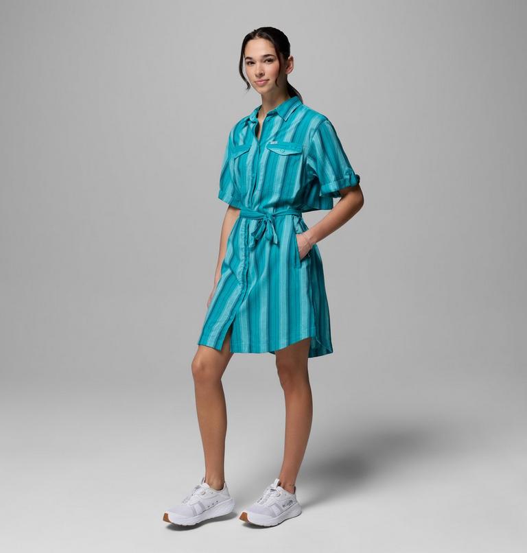 Women's PFG Open Water Shift Dress, Color: Ocean Teal, Lowtide Stripe, image 4