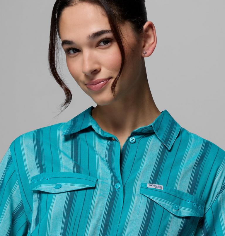 Women's PFG Open Water Shift Dress, Color: Ocean Teal, Lowtide Stripe, image 5