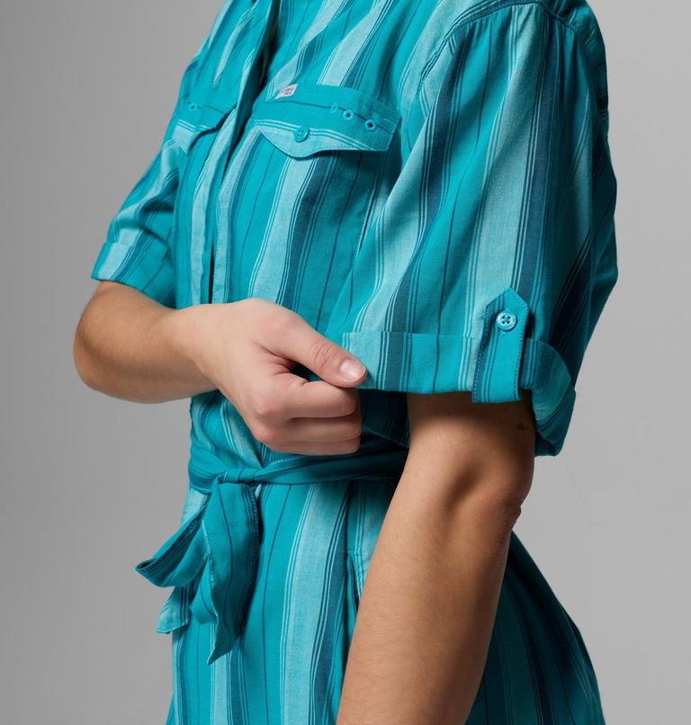 Women's PFG Open Water Shift Dress, Color: Ocean Teal, Lowtide Stripe, image 6