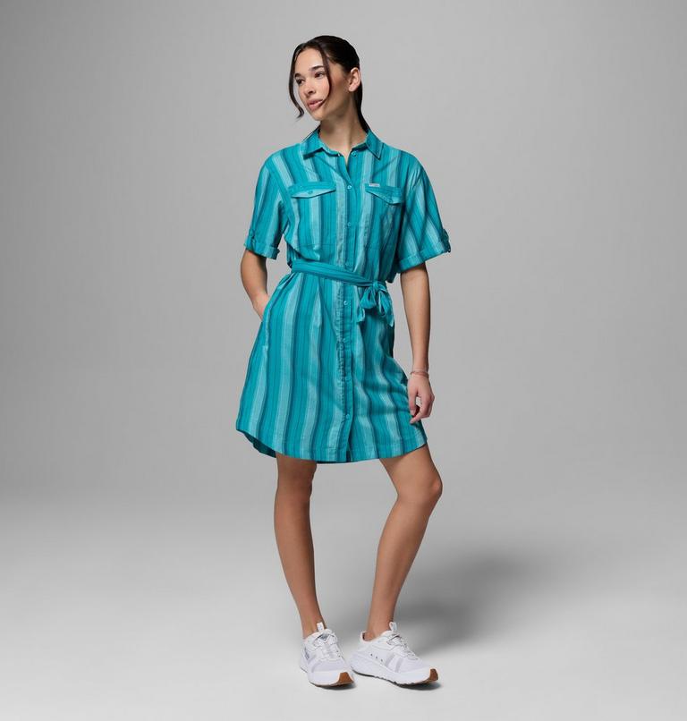 Women's PFG Open Water Shift Dress, Color: Ocean Teal, Lowtide Stripe, image 2