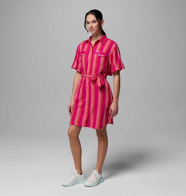 Women's PFG Open Water Shift Dress, Color: Guava Pink, Lowtide Stripe, image 4