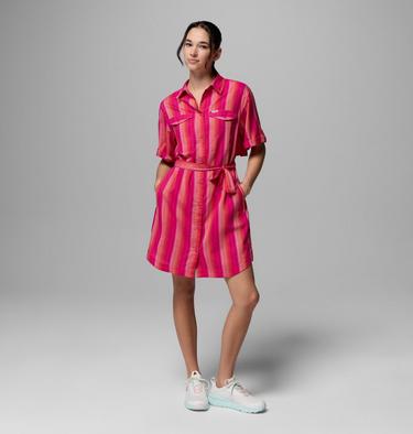 Vestido PFG Open Water para mujer, Color: Guava Pink, Lowtide Stripe, image 2
