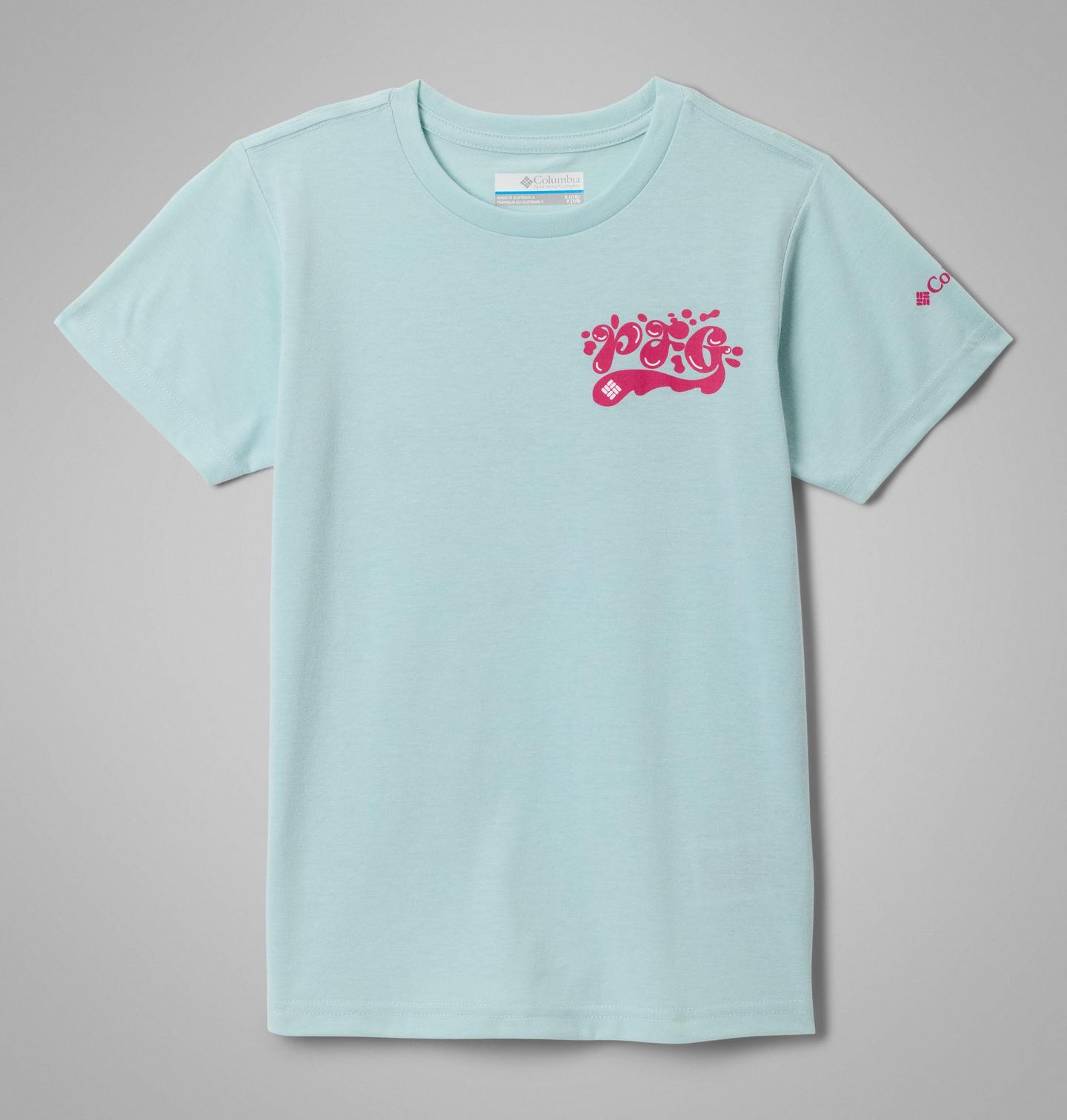 Футболка Columbia PFG Palm Waves Short Sleeve T-Shirt для девочек, цвет: Морской светлый — фото 2