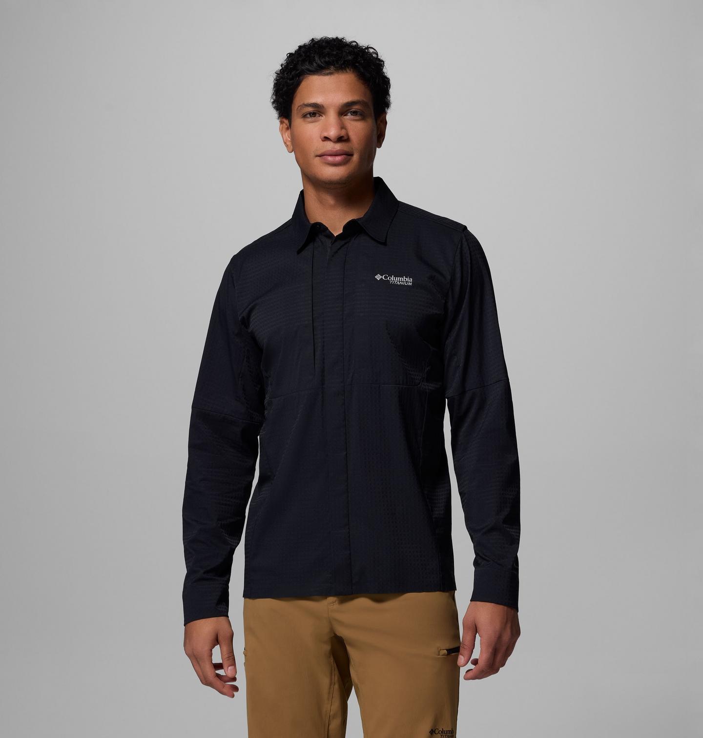 Мужская рубашка Columbia Ridge Ascent Woven Long Sleeve, цвет: Чёрный — фото 1