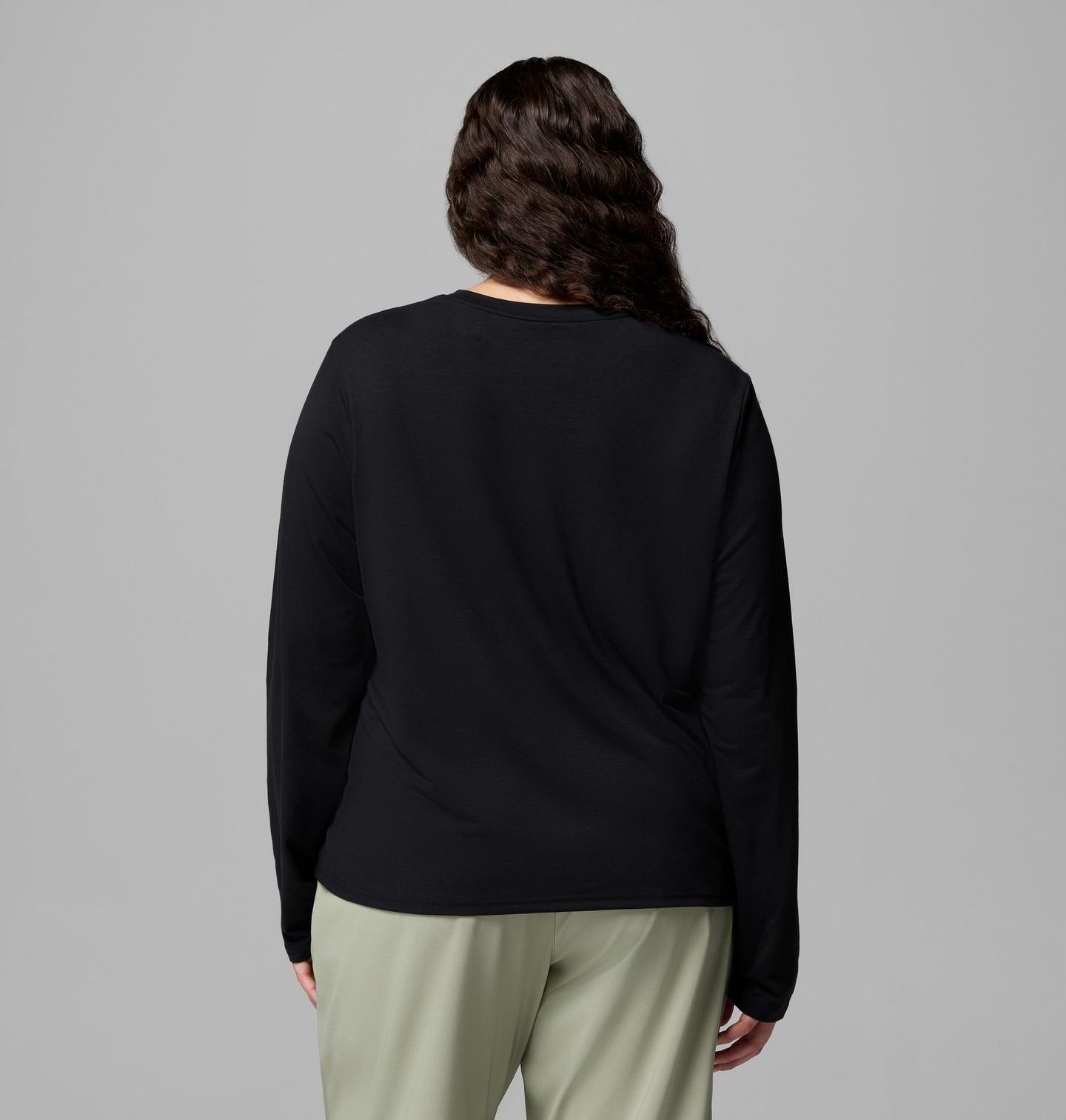 Женская футболка Columbia CSC Soft Stretch Long Sleeve T-Shirt - Plus Size, цвет: Чёрный — фото 3