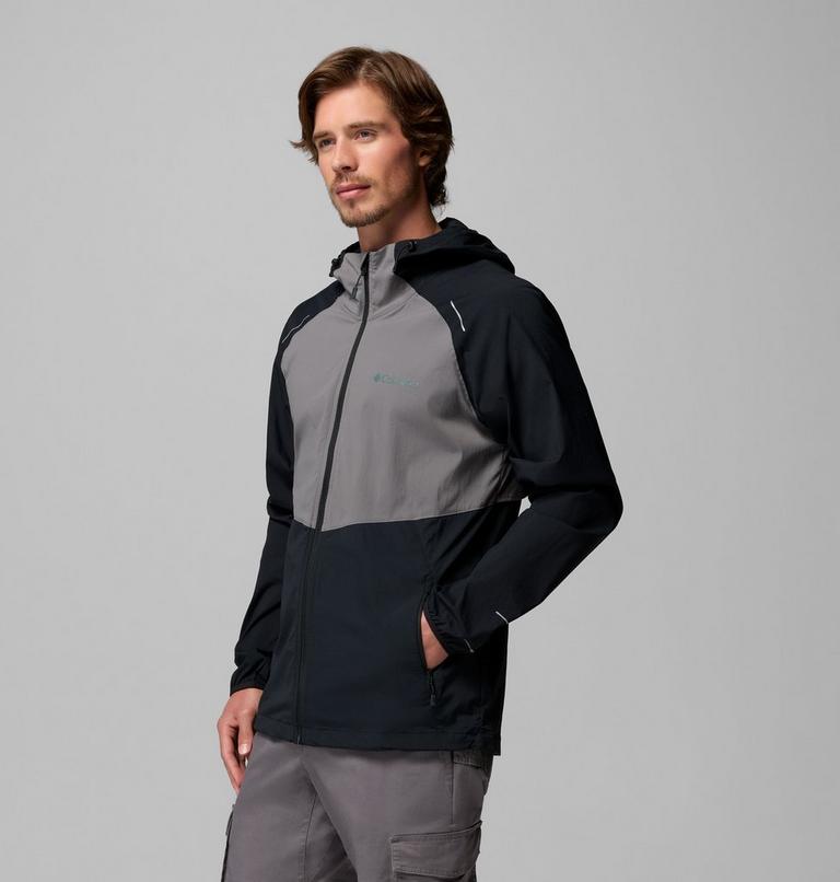 Men's Columbia Tech II Full Zip Hooded Windbreaker, Color: Black, Columbia Grey, image 4