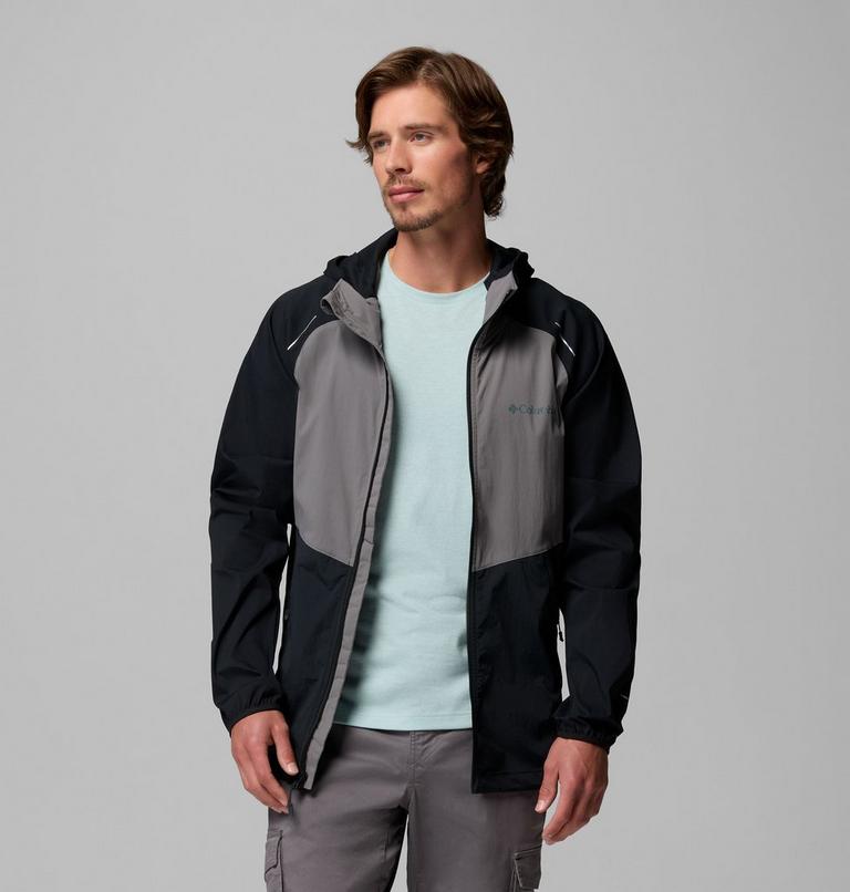 Men's Columbia Tech II Full Zip Hooded Windbreaker, Color: Black, Columbia Grey, image 5