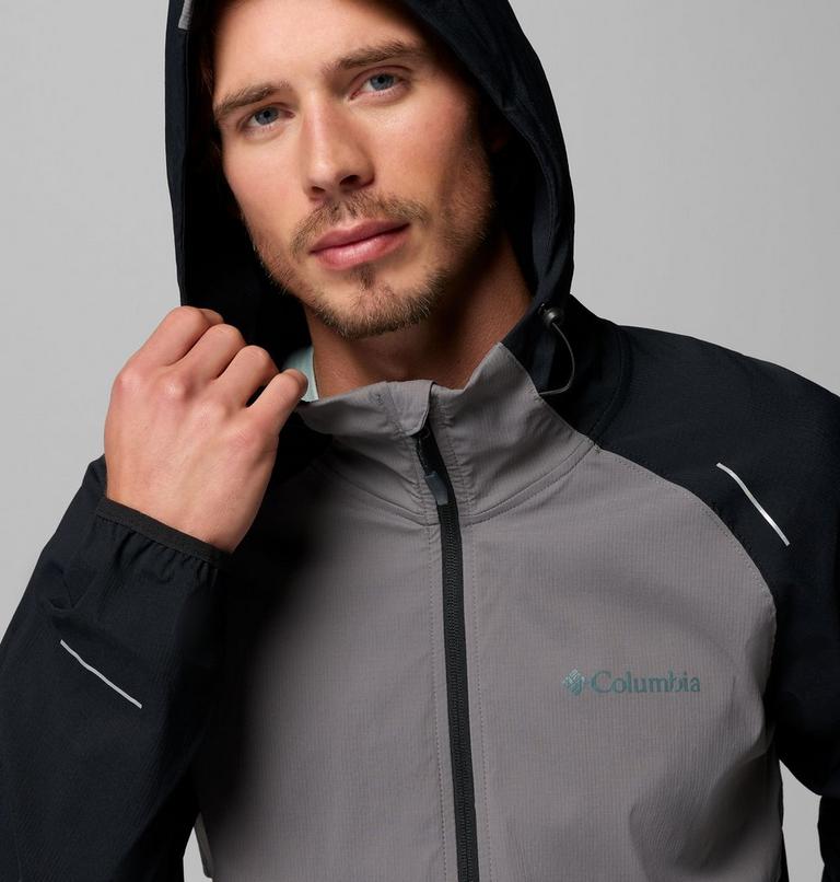 Men's Columbia Tech II Full Zip Hooded Windbreaker, Color: Black, Columbia Grey, image 6