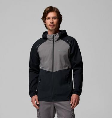 Men's Columbia Tech II Full Zip Hooded Windbreaker, Color: Black, Columbia Grey, image 1