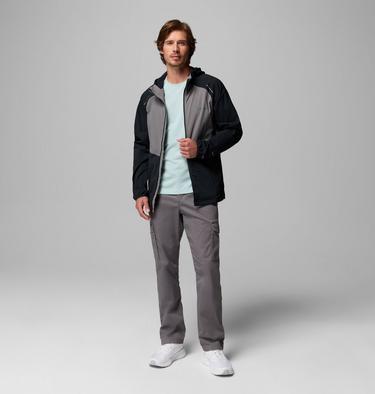 Men's Columbia Tech II Full Zip Hooded Windbreaker, Color: Black, Columbia Grey, image 2