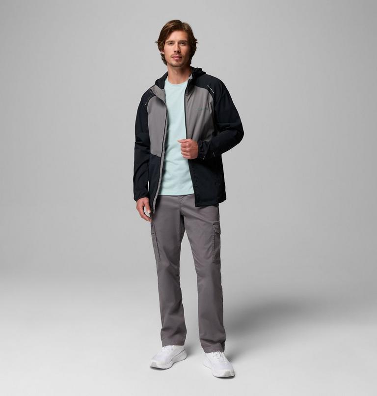 Men's Columbia Tech II Full Zip Hooded Windbreaker, Color: Black, Columbia Grey, image 2