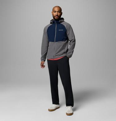 Men's Columbia Tech II Full Zip Hooded Windbreaker, Color: City Grey, Collegiate Navy, image 10