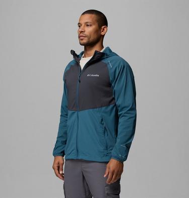Men's Columbia Tech II Full Zip Hooded Windbreaker, Color: Everblue, Shark, image 4