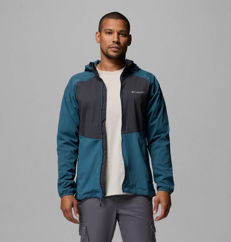 Men's Columbia Tech II Full Zip Hooded Windbreaker, Color: Everblue, Shark, image 5