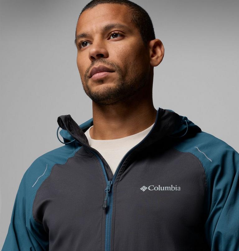 Men's Columbia Tech II Full Zip Hooded Windbreaker, Color: Everblue, Shark, image 6