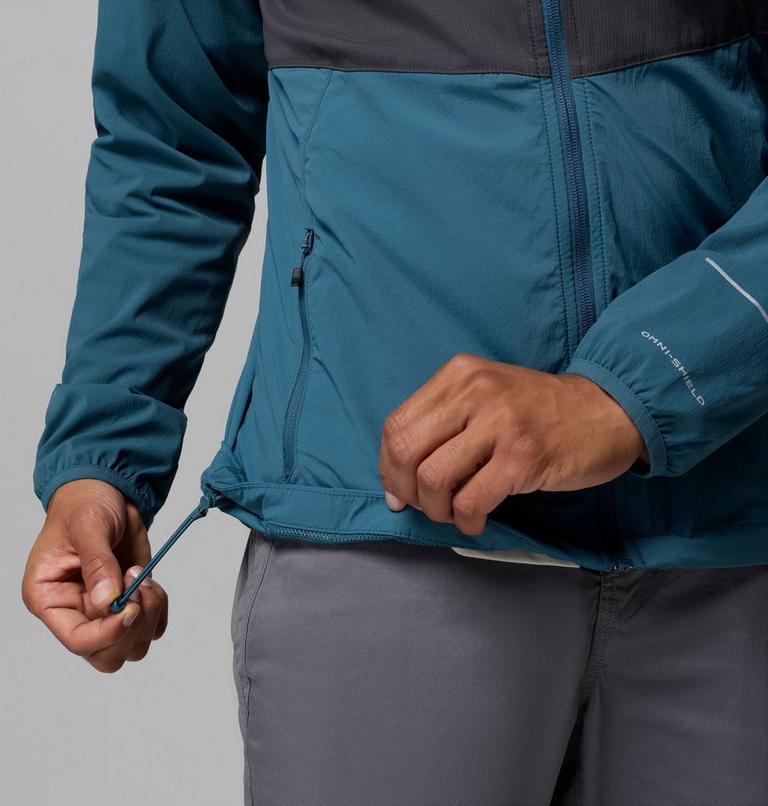 Men's Columbia Tech II Full Zip Hooded Windbreaker, Color: Everblue, Shark, image 8