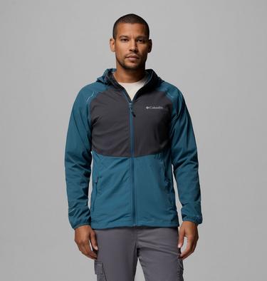 Men's Columbia Tech II Full Zip Hooded Windbreaker, Color: Everblue, Shark, image 1