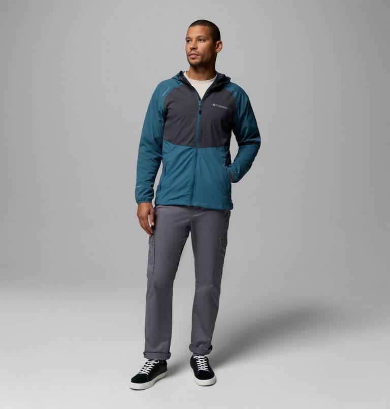 Men's Columbia Tech II Full Zip Hooded Windbreaker, Color: Everblue, Shark, image 2