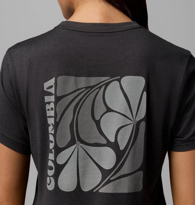 Women's Parsons Point Technical Graphic T-Shirt, Color: Black Heather, Floral Fun, image 6