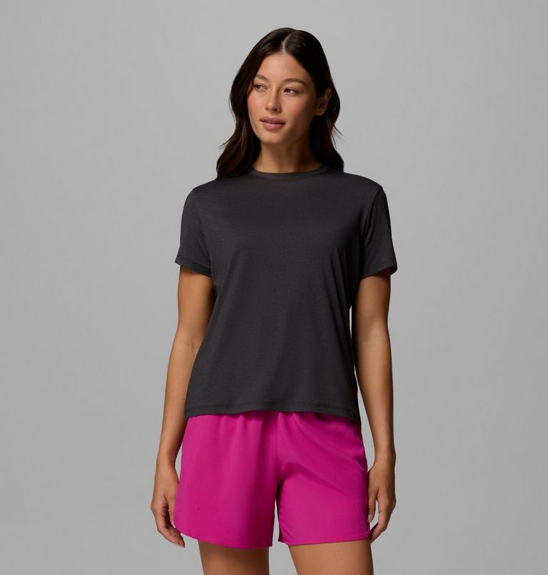 Women's Parsons Point Technical Graphic T-Shirt, Color: Black Heather, Floral Fun, image 3