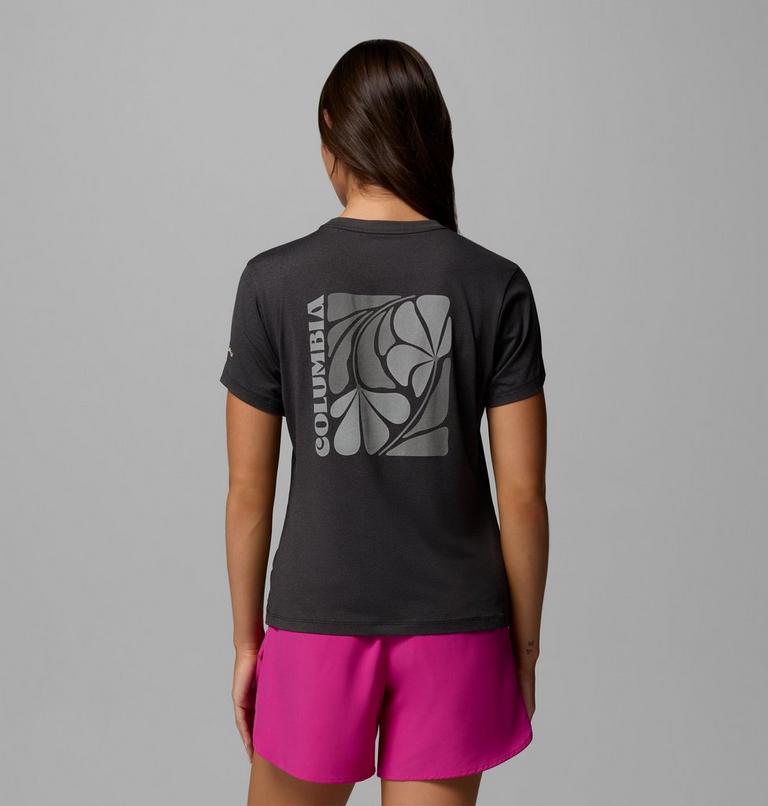 Women's Parsons Point Technical Graphic T-Shirt, Color: Black Heather, Floral Fun, image 1