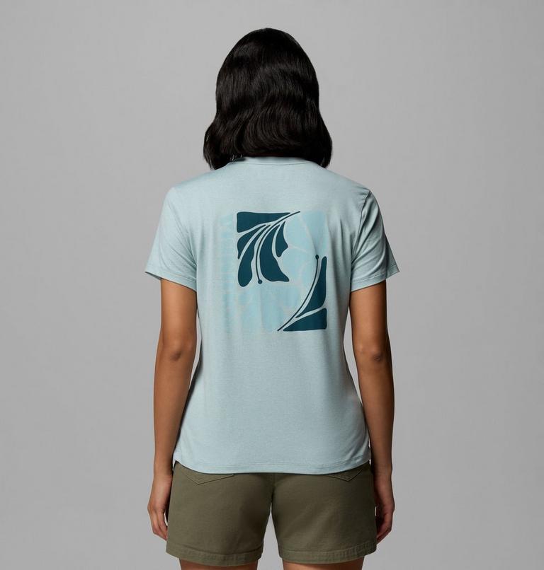 Women's Parsons Point Technical Graphic T-Shirt, Color: Crushed Blue Heather, Floral Fun, image 1