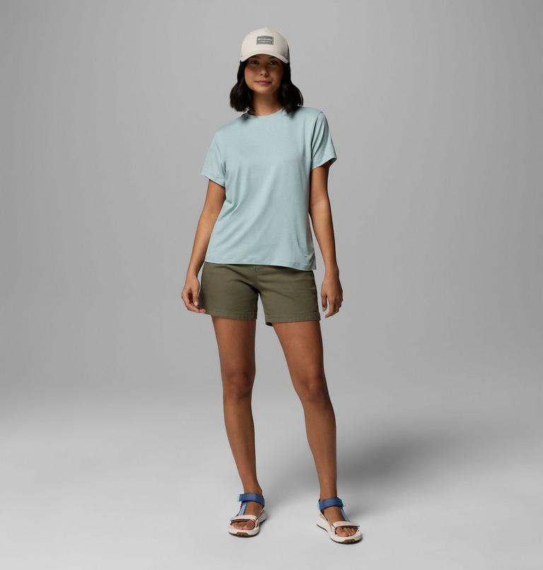 Women's Parsons Point Technical Graphic T-Shirt, Color: Crushed Blue Heather, Floral Fun, image 2