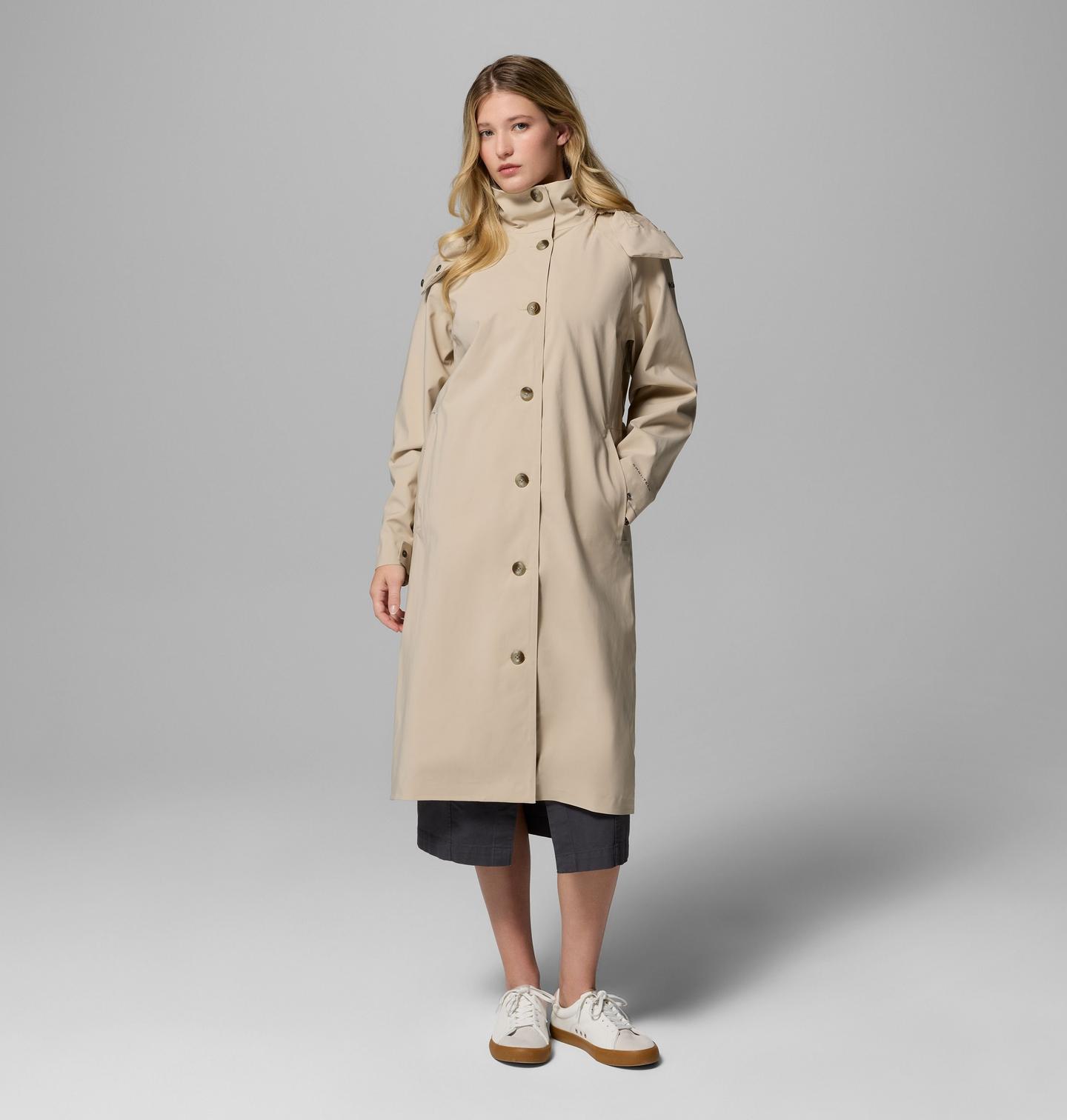 Женская куртка Columbia AmazeTrench Rain Jacket, цвет: Серо-бежевый — фото 1