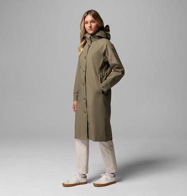 Women's AmazeTrench Waterproof Jacket, Color: Stone Green, image 12