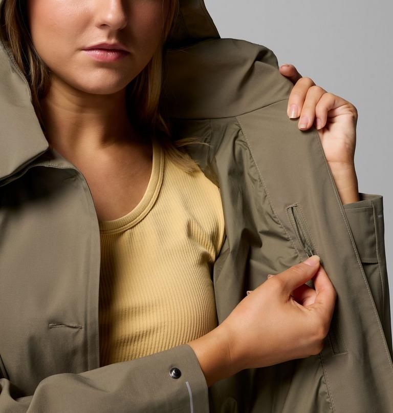 Women's AmazeTrench Waterproof Jacket, Color: Stone Green, image 6