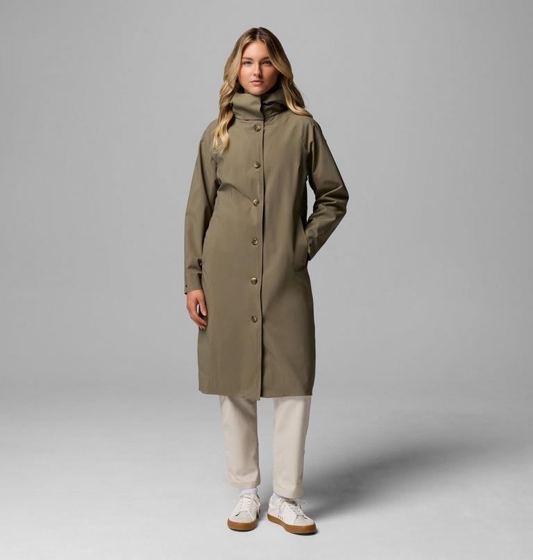 Women's AmazeTrench Waterproof Jacket, Color: Stone Green, image 1