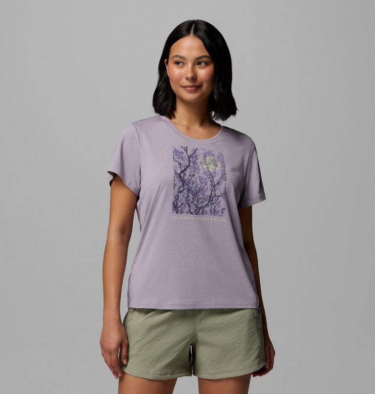 Camiseta t&eacute;cnica de escote redondo Parsons Point para mujer, Color: Lavender Pearl Heather, Canopy View, image 1