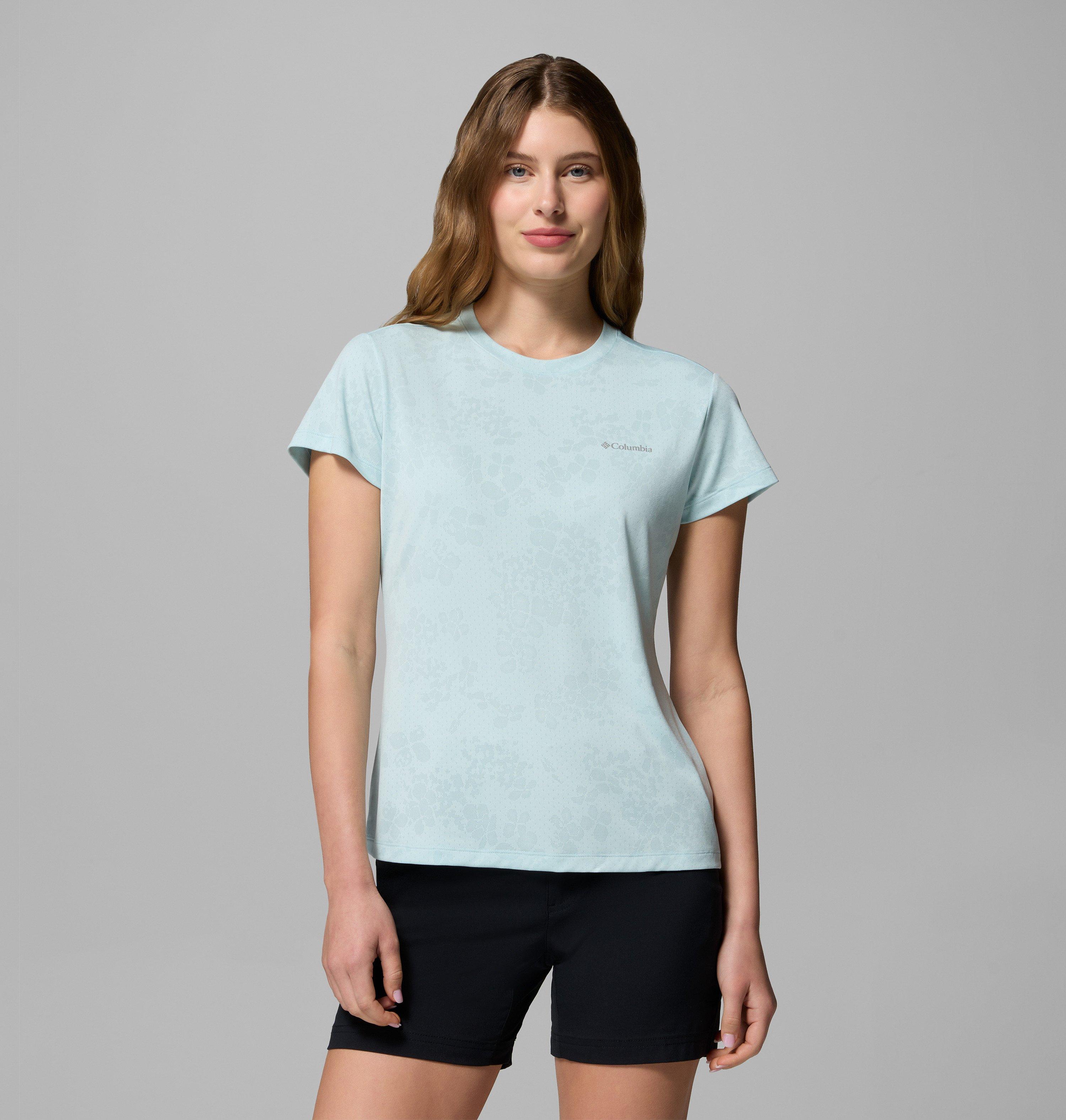 Columbia Sportswear Women's Blue Columbia - Bird Canyon™ Ii Technical T-Shirt - Marine Light, Florage Jacquard Medium