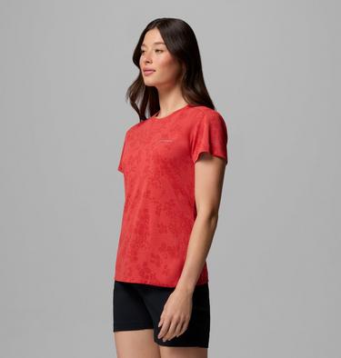 T-shirt Technique Bluebird Canyon II Femme, Color: Poppy Red, Florage Jacquard, image 4