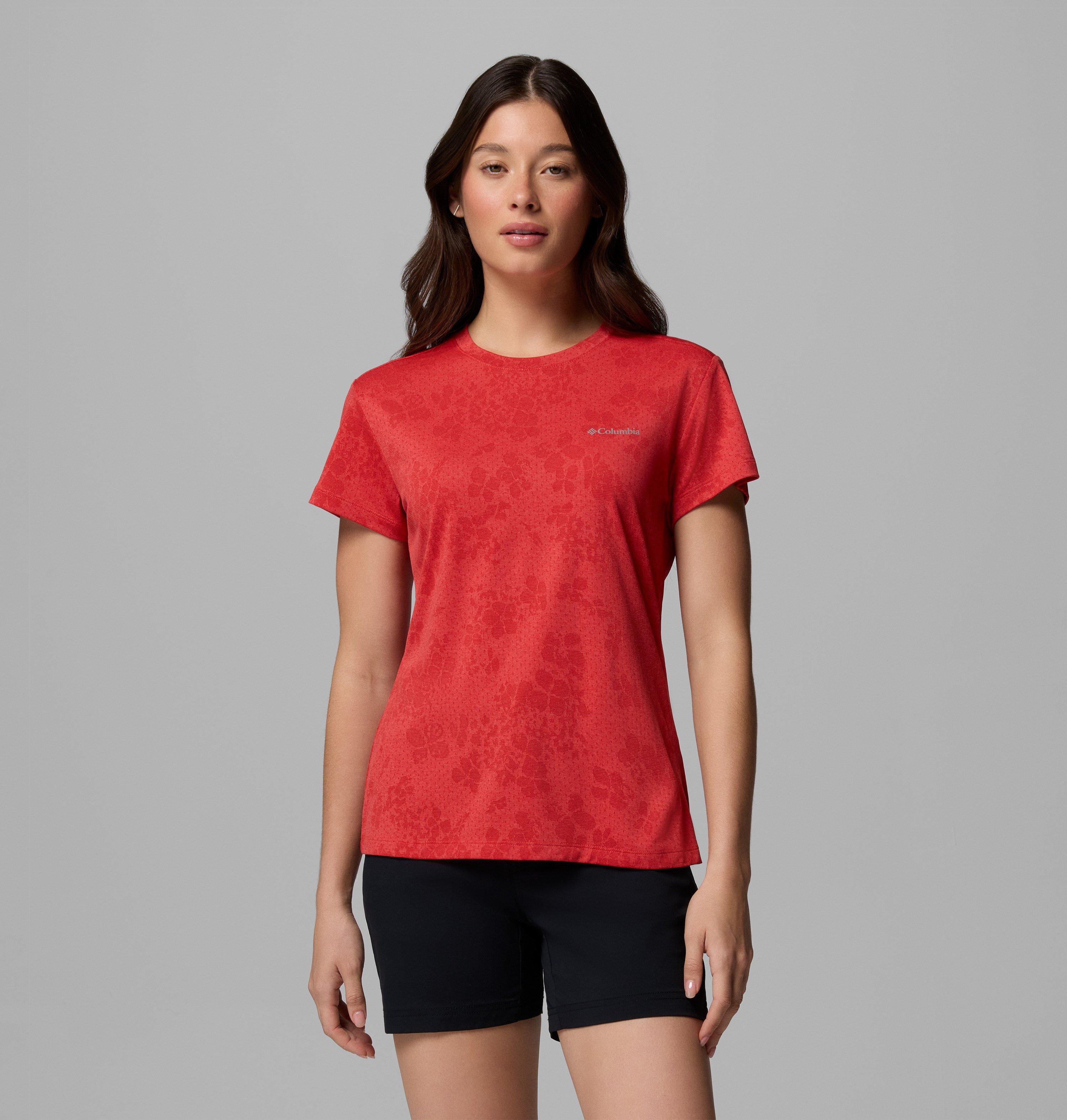 Columbia Sportswear Women's Red Columbia - Bluebird Canyon™ Ii Technical T-Shirt - Poppy Florage Jacquard Extra Large