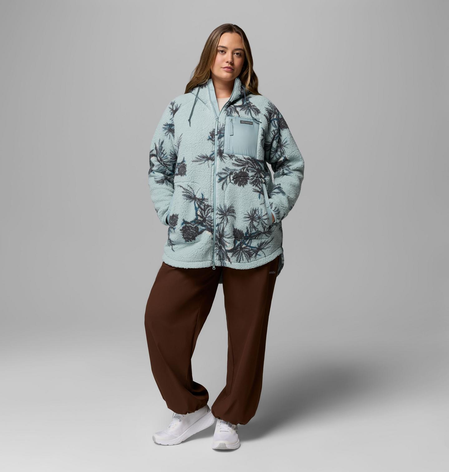 Женское худи Columbia Winter Warmth Printed Full Zip - Plus Size, цвет: Синий — фото 2