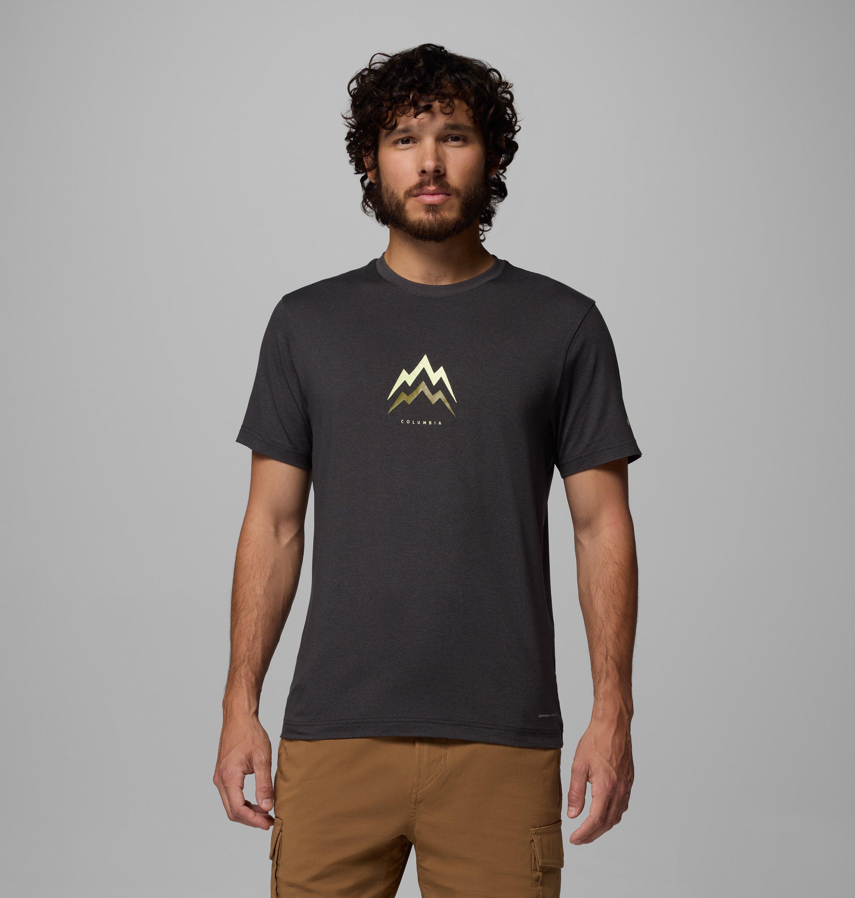 Columbia Sportswear Men's Black Columbia - Parsons Point™ Technical Graphic T-Shirt - Heather, Pointed Peaks Large