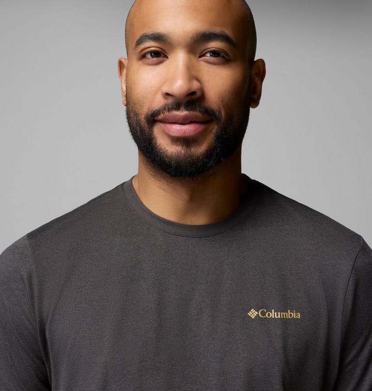 Men's Parsons Point Technical Graphic Top, Color: Black Heather Blocky Banner Button, image 5
