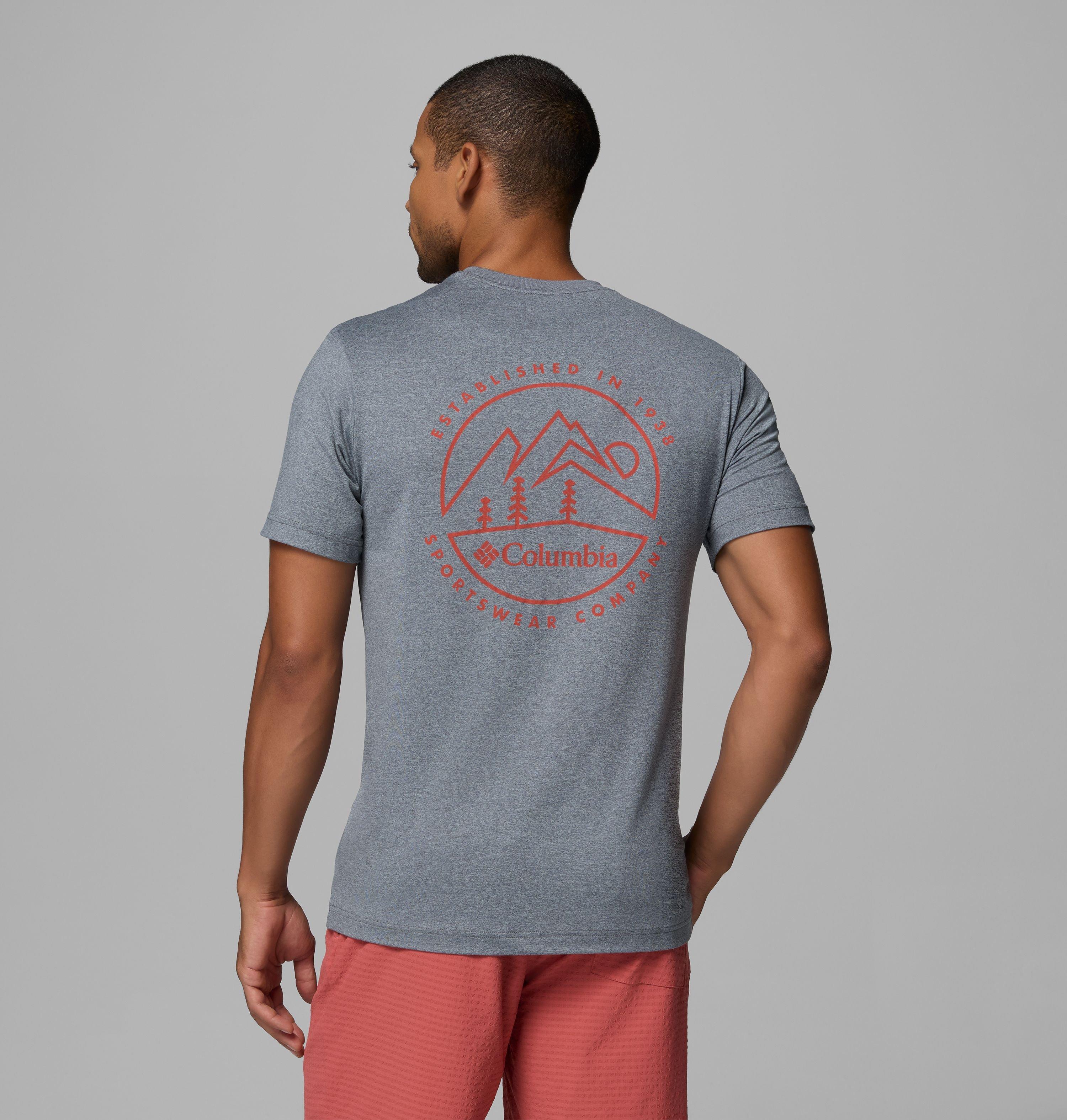 Columbia Sportswear Men's Grey Columbia - Parsons Point™ Technical Graphic Top - City Heather, Linear Peaks Small