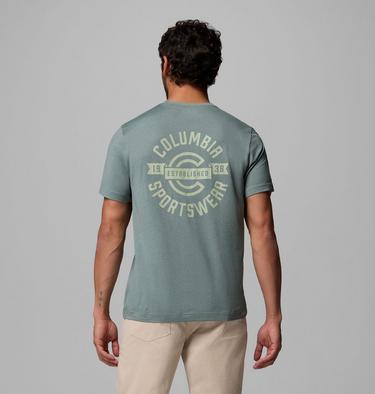 Men's Parsons Point Technical Graphic Top, Color: Sedona Sage Heather Blocky Banner Button, image 19