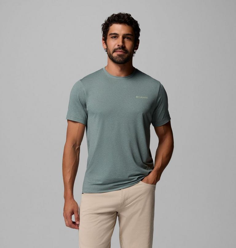 Men's Parsons Point Technical Graphic Top, Color: Sedona Sage Heather Blocky Banner Button, image 1