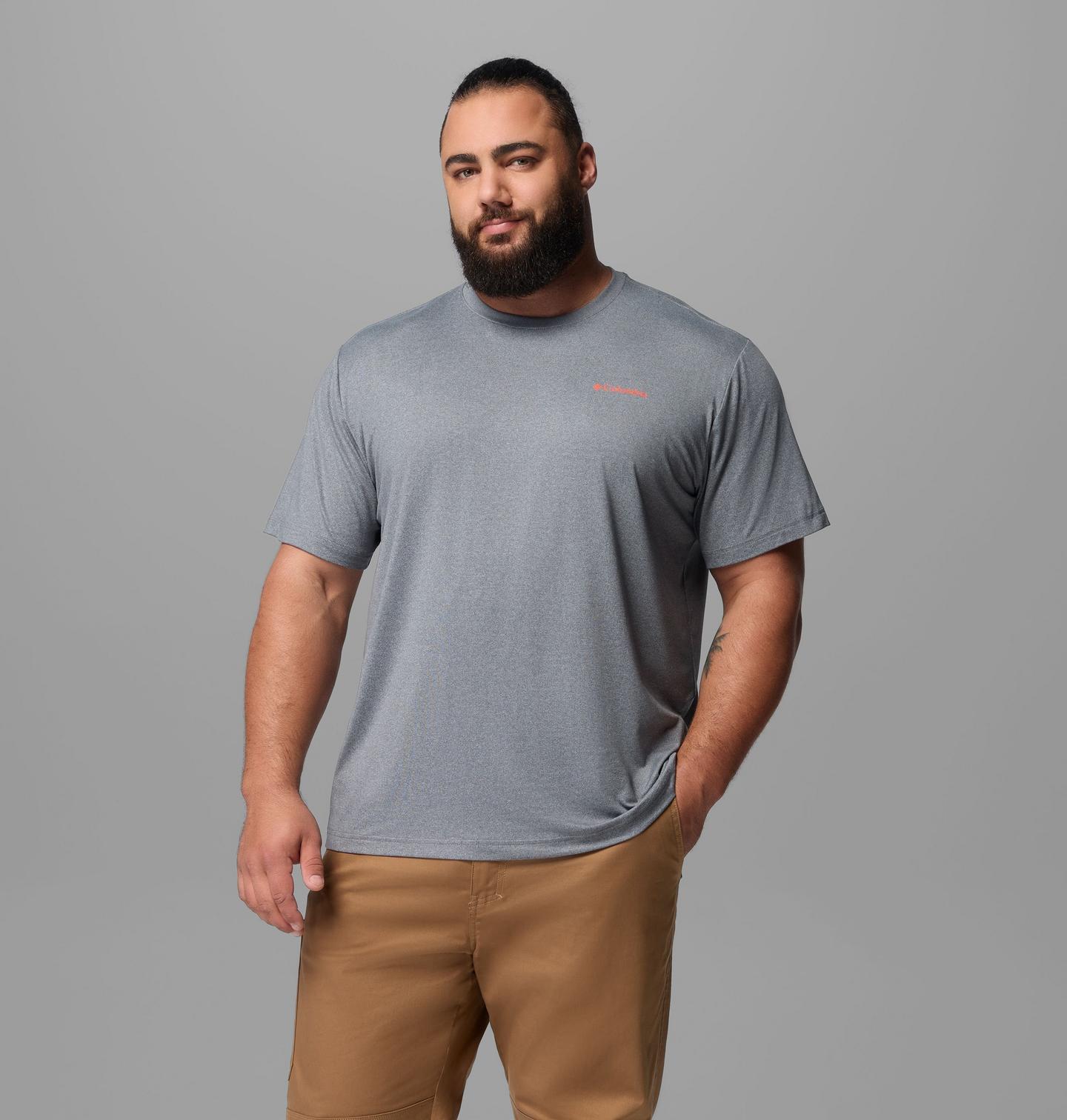 Мужская футболка Columbia Parsons Point SS Back Graphic T-Shirt - Big, цвет: Серый — фото 1