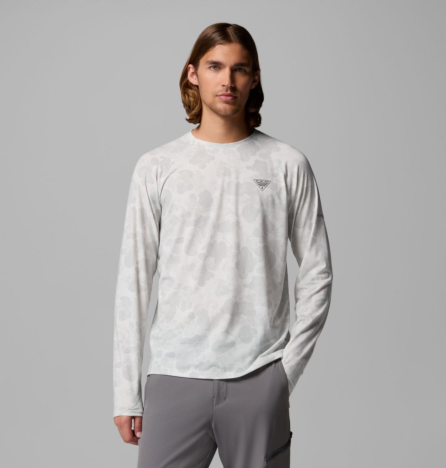 Мужская рубашка Columbia PFG Uncharted II Printed Long Sleeve, цвет: Холодный серый — фото 1