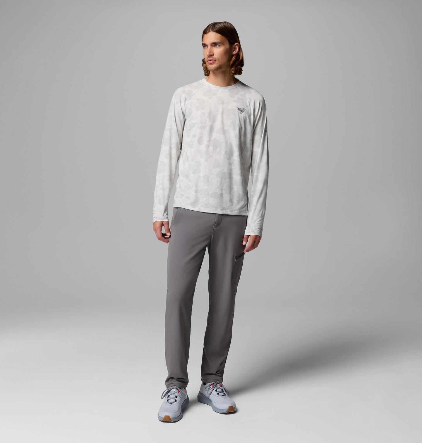 Мужская рубашка Columbia PFG Uncharted II Printed Long Sleeve, цвет: Холодный серый — фото 2