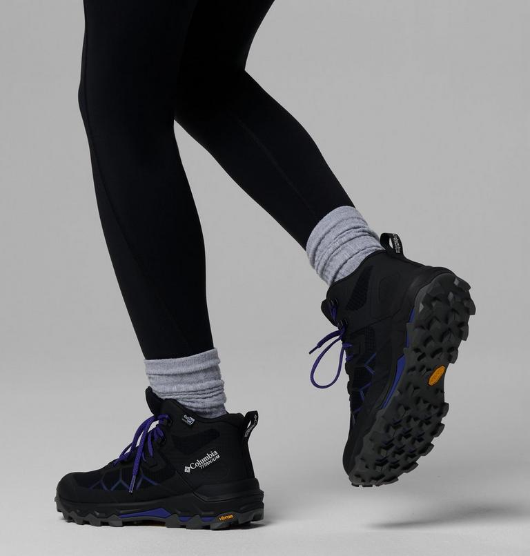 Women's Peakfreak Titanium Mid OutDry Hiking Shoes, Color: Black, Purple Quartz, image 10