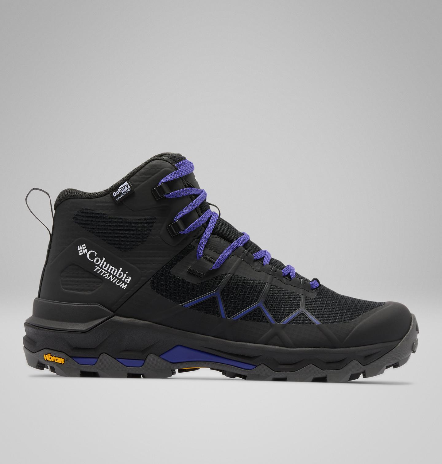 Обувь Columbia Women's Peakfreak Titanium OutDry Mid Shoe - Wide, цвет: Чёрный / Фиолетовый — фото 1