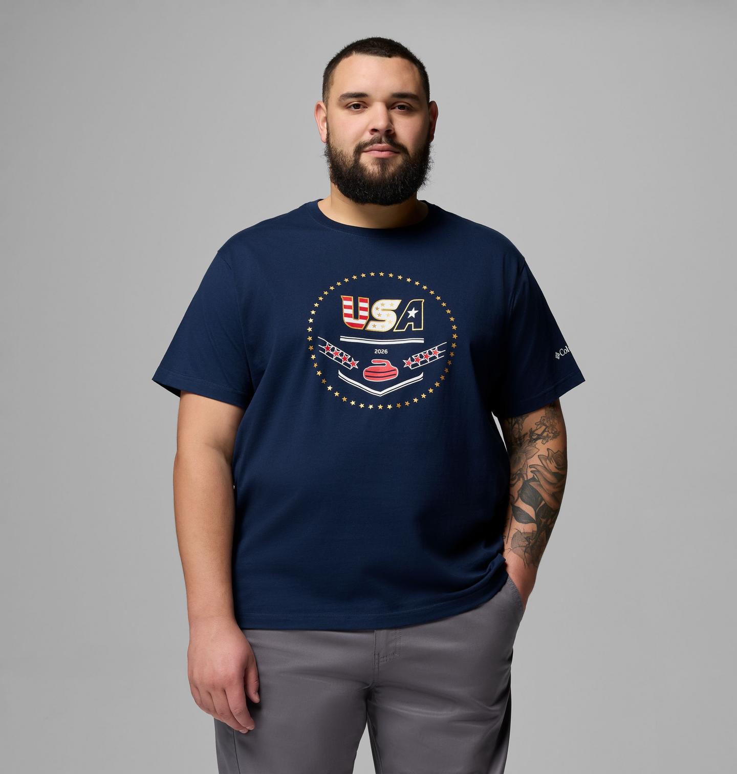 Мужская футболка Columbia USA 2026 Short Sleeve Tee - Big, цвет: Тёмно-синий — фото 1