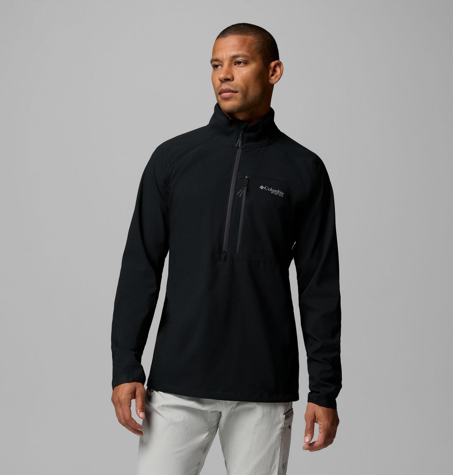 Мужская рубашка Columbia PFG Pro Guide Half Zip, цвет: Чёрный — фото 1